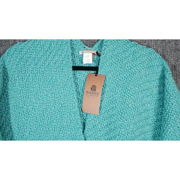 Manos Del Uruguay NWT Handmade Merino Huella Poncho Uruguay OS Teal Blue Aqua - Picture 4 of 8